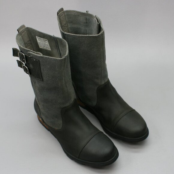 Sorel Ladies 10.5 Major Pull-on 2-Buckle Gray Leather Suede Boots - NL2166-028 - Picture 6 of 12